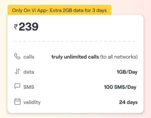 5GB Free VI Data on Rs 239 Recharge