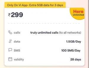 5GB Free VI Data on Rs 299 Recharge