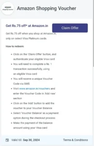 Visa Card Amazon Offer - Free Amazon Shopping Voucher Claim Offer